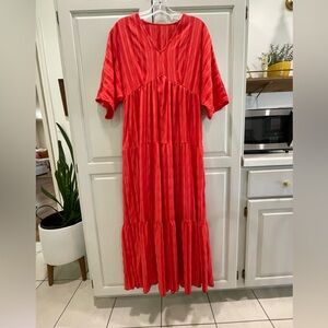 SHEIN Vibrant Red Long Sleeve Dress